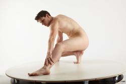 Nude Man White Standing poses - ALL Slim Short Brown Standing poses - knee-bend Realistic